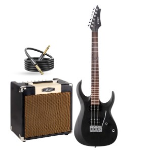 Cort X100 OPBK Electric Guitar pack with cort CM15R, Cable, Bag and Guitar Picks- Open Pore Black 